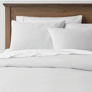 3pc Full/Queen Simple Woven Stripe Duvet & Sham Set Light Gray - Threshold